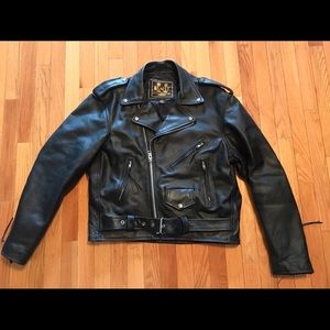 Men’s Black Leather Motorcycle Jacket (44)